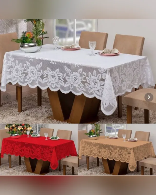 Toalha de Mesa Renda p/ 6 Cadeiras